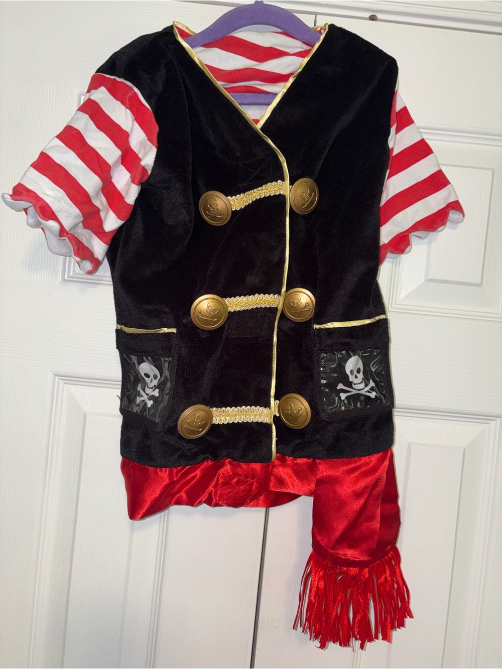 Kids Melissa and Doug Pirate Costume - Black & Red Striped Jacket size 3-6